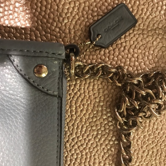 NWT NEW Blue COACH purse w/chain leather strap - Picture 2 of 6